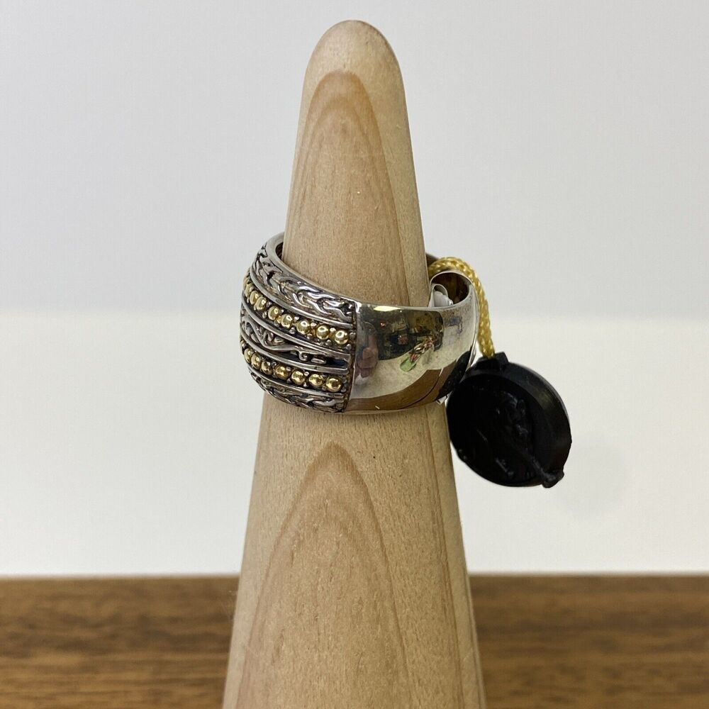 Effy 925 Silver & 18k Yellow Gold Wide Band Ring Size 6.5 - Picture 5 of 16